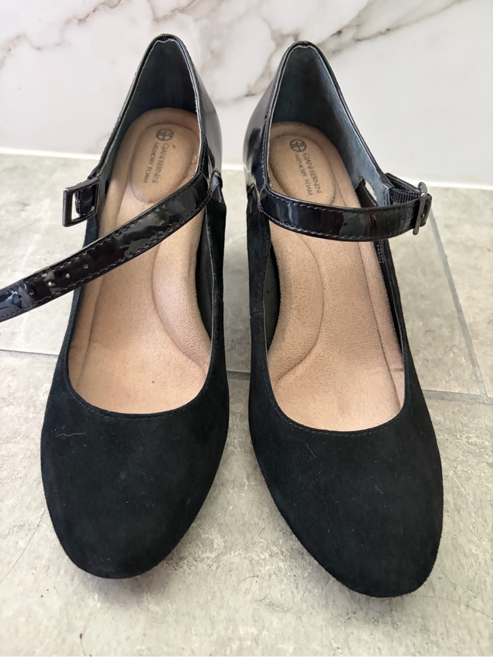 Anne Klein Black Mary Jane Heels with Patent Strap